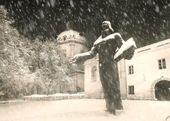 Fedorov Lviv Monument Winter