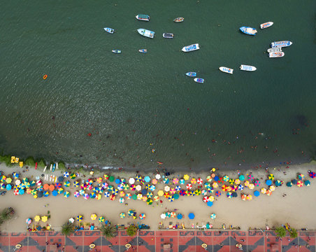 PARACAS, ICA, PERU: aerial view of EL CHACO BEACH, in Paracas.