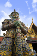 Naklejka premium view of famous religion temple wat phra prakaew grand palace in Bangkok Thailand