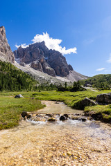View of Cimon della Pala, the best-know peak of the Pale di San Martino Group in the Dolomites,...