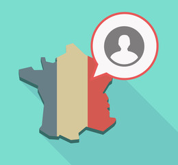 Long shadow France map with a male avatar