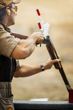 Man shooting gun at firing range
