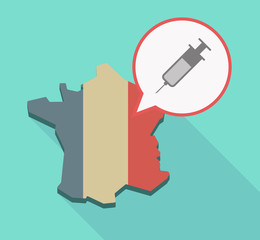 Long shadow France map with a syringe