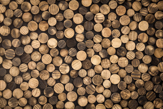 Round wood mosaic