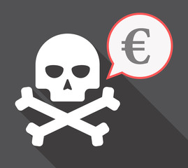 Long shadow skull with an euro sign
