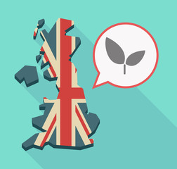 Long shadow UK map with a plant