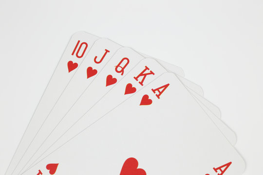 Royal straight flush - playing cards isolated on white background