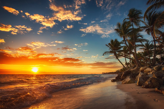 Fototapeta Sunrise over the beach