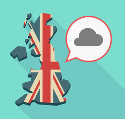 Long shadow UK map with a cloud
