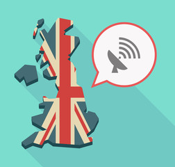 Long shadow UK map with a satellite dish