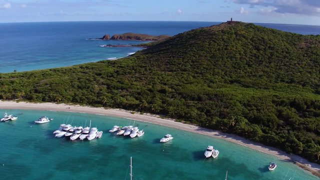 aerial view of turtle beach, culebrita, playa tortuga, Puerto Rico,  Spanish Virgin Islands
