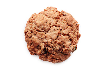 Close-up Of Oatmeal Raisin Cranberry Cookie Isolated On White Background