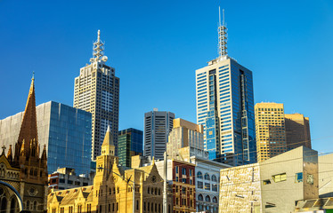 Fototapeta na wymiar Skyscrapers of Melbourne CBD in Australia