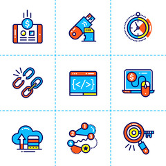 Vector set of linear icons for startup business. High quality modern icons for suitable for info graphics, print media and interfaces