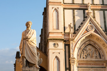 Fototapeta premium Santa Croce church and Dante, Florence, Italy