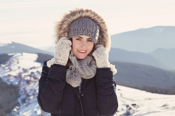 Winter portrait of a beautiful woman 