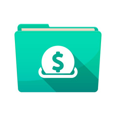 Isolated folder with  a dollar coin entering in a moneybox