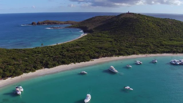 aerial view of turtle beach, culebrita, playa tortuga, Puerto Rico,  Spanish Virgin Islands