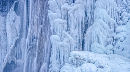 Plitvice lakes frozen waterfall