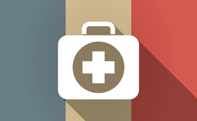 Obraz premium Long shadow France flag with a first aid kit icon