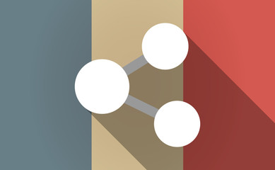 Long shadow France flag with  a network sign