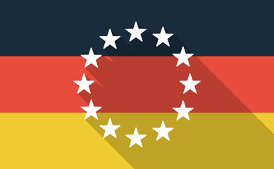Long shadow Germany flag with  the EU flag stars
