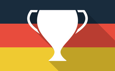Long shadow Germany flag with  an award cup