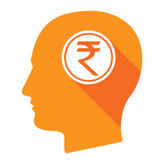 Isolated male head with  a rupee coin icon