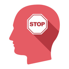 Isolated male head with  a stop signal