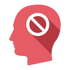 Isolated male head with  a forbidden sign