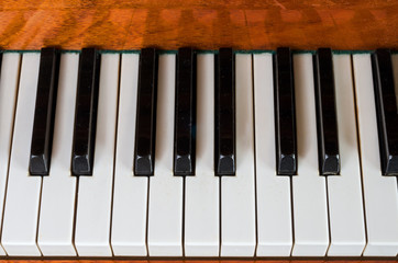 Piano keys. Top view.