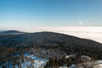 View over clouds in Jested mountain