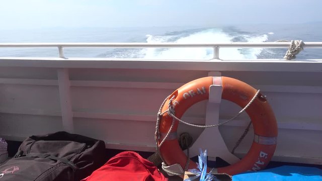 Lifebuoy installed on ferry at sea