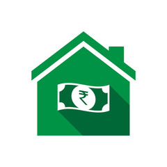Isolated house with  a rupee bank note icon