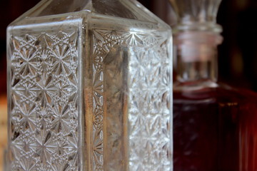 structure retro glass bottles, close up