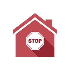 Isolated house with  a stop signal