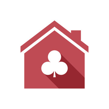 Isolated house with  the  Club  poker playing card sign