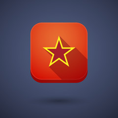 Long shadow button with  the red star of communism icon