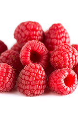 Rasperries on white background