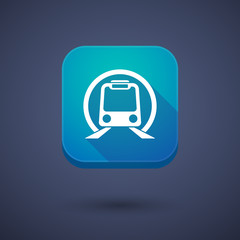 Long shadow button with  a subway train icon