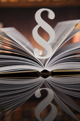 Paragraph and Law books, justice concept, Courtroom