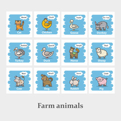 Fototapeta premium Farm animal icon set illustration.