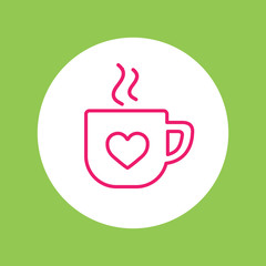 cup of coffee tea hot with hearts steam line icon