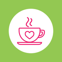 cup of coffee tea hot with hearts steam line icon