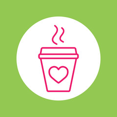 glass drink paper plastic coffee cup with heart and steam line i