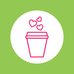 glass drink paper plastic coffee cup with heart steam line icon