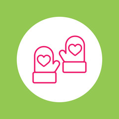 mittens gloves pair with heart  line icon