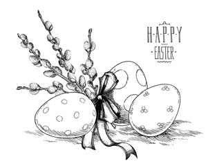 Easter rabbit bunny engrave illustration vintage graphic