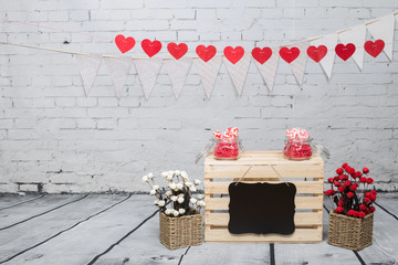 Kissing booth on studio background
