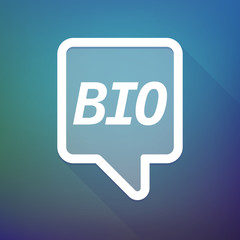 Long shadow tooltip with  the text  BIO